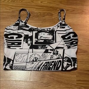 Black and White Graphic Crop Camisole